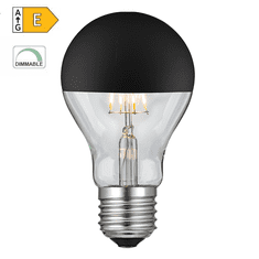 Diolamp LED Filament zrkadlová žiarovka A60 8W/230V/E27/2700K/900Lm/180°/DIM, čierny vrchlík