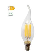 Diolamp LED Filament žiarovka číra Candle Flame C35 5W/230V/E14/4000K/690Lm/360°/Dim