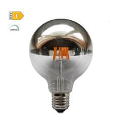 Diolamp LED Filament zrkadlová žiarovka 8W/230V/E27/2700K/900Lm/180°/DIM, strieborný vrchlík
