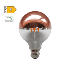 Diolamp LED Filament zrkadlová žiarovka 8W/230V/E27/2700K/900Lm/180°/DIM, medený vrchlík