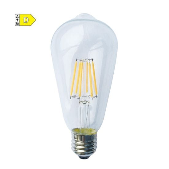 Diolamp LED Filament žiarovka číra ST64 6W/230V/E27/4000K/830Lm/360°