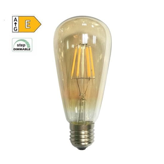Diolamp LED Filament žiarovka Amber ST64 8W/230V/E27/2700K/920Lm/360°/Step Dim