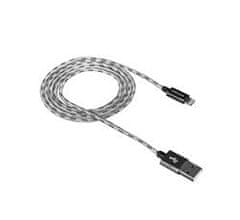 Canyon Nabíjací kábel Lightning USB pre iPhone 5/6/7, opletený, kovový plášť, 1 meter, šedá