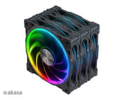 Akasa prídavný ventilátor SOHO AR LED 12 cm RGB 3 ks