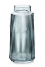 Mondex Sklenená váza Serenite 25 cm nebeská šedá/modrá