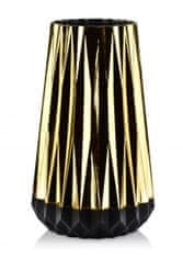 Mondex Sklenená váza Serenite 28 cm čierna/zlatá