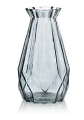 Mondex Sklenená váza Serenite 25 cm nebeská šedá