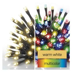 EMOS EMOS LED vianočná reťaz 2v1, 10 m, vonkajšia aj vnútorná, teplá biela/multicolor, programy D4AH01