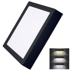 Solight Solight LED mini panel CCT, prisadený, 24W, 1800lm, 3000K, 4000K, 6000K, štvorcový, čierna farba WD175-B