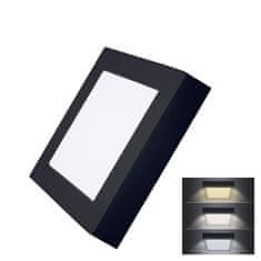 Solight Solight LED mini panel CCT, prisadený, 12W, 900lm, 3000K, 4000K, 6000K, štvorcový, čierna farba WD171-B