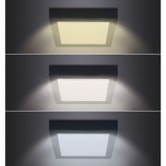 Solight Solight LED mini panel CCT, prisadený, 24W, 1800lm, 3000K, 4000K, 6000K, štvorcový, čierna farba WD175-B
