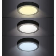Solight Solight LED mini panel CCT, prisadený, 12W, 900lm, 3000K, 4000K, 6000K, štvorcový, čierna farba WD171-B