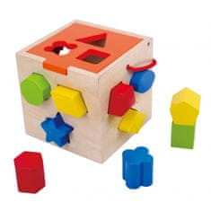 Tooky Toy Drevená vzdelávacia kocka na triedenie tvarov