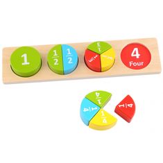 Tooky Toy Drevená Montessori vzdelávacia okrúhla skladačka Učenie zlomkov Matematika