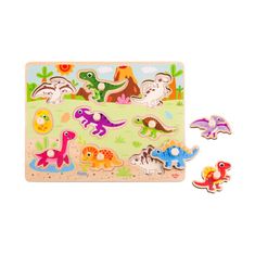 Tooky Toy Hračka Montessori Drevené puzzle Dinosaury Tvary
