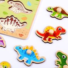 Tooky Toy Hračka Montessori Drevené puzzle Dinosaury Tvary