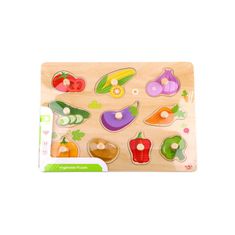 Tooky Toy Puzzle Montessori Drevené puzzle s kolíčkami Zelenina
