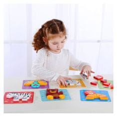 Tooky Toy Drevené puzzle Montessori Puzzle Set 34 El. + 6 dosiek