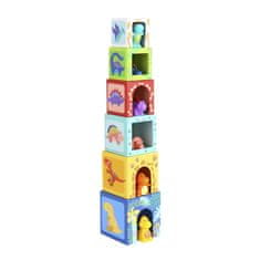 Tooky Toy Drevené vzdelávacie puzzle + 6 figúrok na hranie 12 el.
