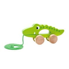 Tooky Toy Hračka Drevený krokodíl na ťahanie a tlačenie na šnúrke