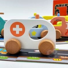 Tooky Toy Drevené tlačné sanitné auto pre deti