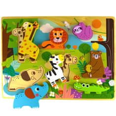 Tooky Toy Montessori drevené puzzle Zvieratká v lese