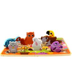 Tooky Toy Montessori drevené puzzle Zvieratá Home Match Shapes