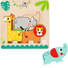 Tooky Toy Montessori drevené puzzle Viacvrstvové dosky Lesné zvieratá 7 el.