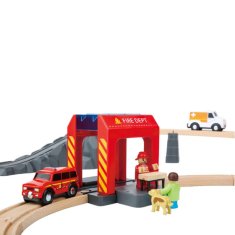 Tooky Toy Drevená železničná hasičská stanica Ambulancia 70 el.