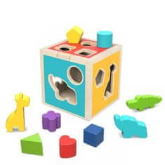 Tooky Toy Drevený vzdelávací triedič kociek Zvieratá Geometrické figúrky