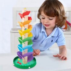 Tooky Toy Drevená farebná točiaca sa veža pre deti