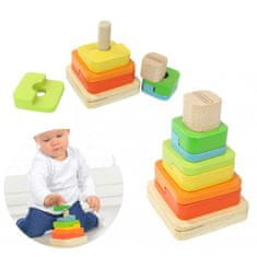 Masterkidz Montessori drevené puzzle pyramídový triedič