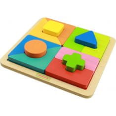 Masterkidz Drevené geometrické puzzle 12 dielikov Montessori
