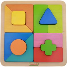 Masterkidz Drevené geometrické puzzle 12 dielikov Montessori