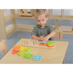 Masterkidz Montessori Drevené farebné bloky na triedenie tvarov
