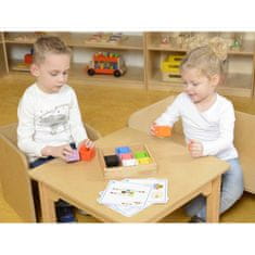 Masterkidz Farebné poháre a štvorcové bloky Drevená hračka Triedič farieb Montessori