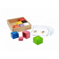 Masterkidz Farebné poháre a štvorcové bloky Drevená hračka Triedič farieb Montessori