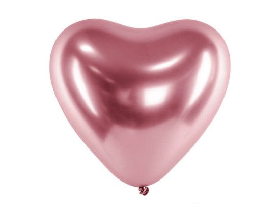 PartyDeco Saténové balóny srdce ružovo zlaté 30cm 50ks
