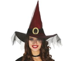 Guirca Čarodejnícky klobúk tmavo-červený s opaskom