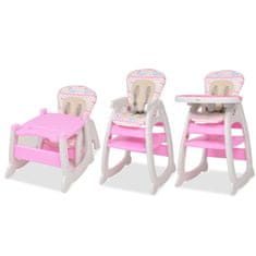 Vidaxl Vysoká detská jedálenská stolička s pultíkom 3-v-1, ružová