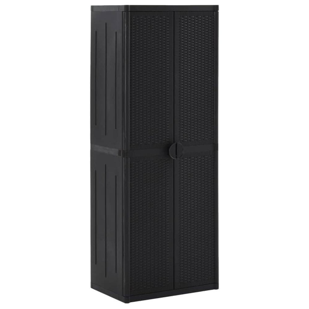 Vidaxl Záhradná úložná skrinka, čierna 65x45x172 cm, PP ratan