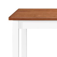 Vidaxl Barový stôl a stoličky, 5 kusov, masív, hnedá a biela
