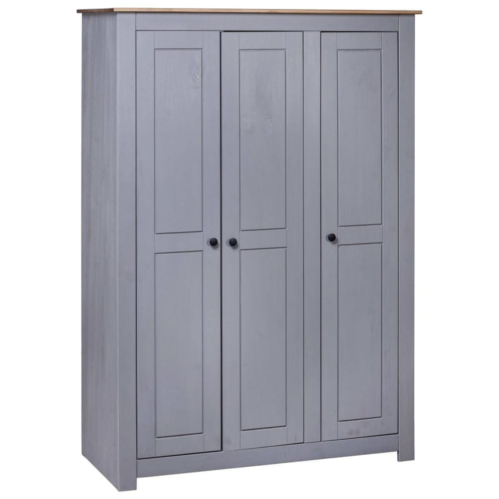 Vidaxl 3-dverový šatník sivý 118x50x171,5 cm borovicové drevo Panama Range