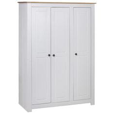 Vidaxl 3-dverový šatník biely 118x50x171,5 cm borovicové drevo Panama Range