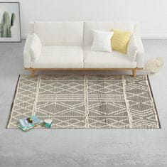 Vidaxl Ručne tkaný koberec, vlna 160x230 cm, čierny/biely