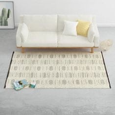 Vidaxl Ručne tkaný koberec, vlna 160x230 cm, biely/čierny