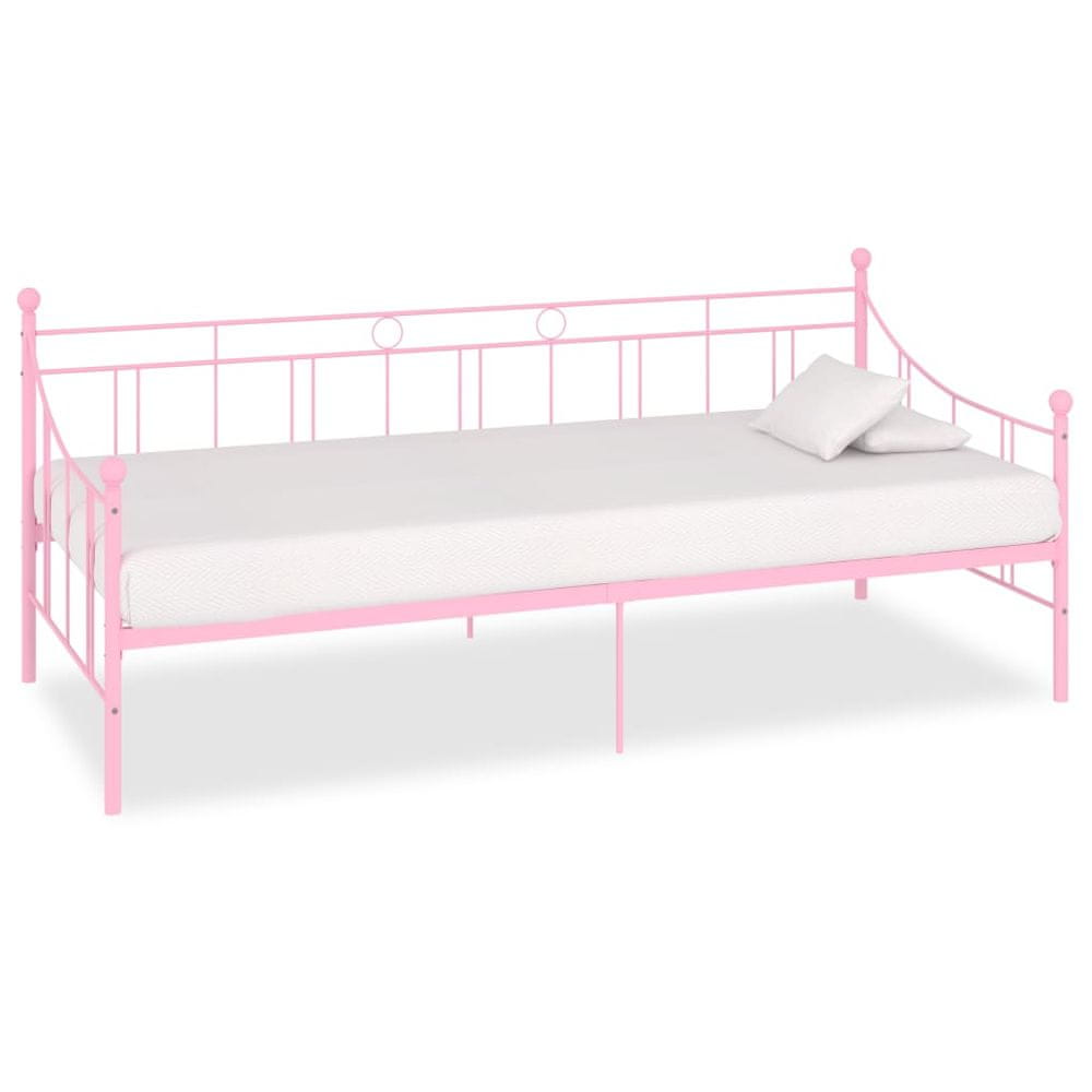 Petromila vidaXL Rám dennej postele ružový kovový 90x200 cm