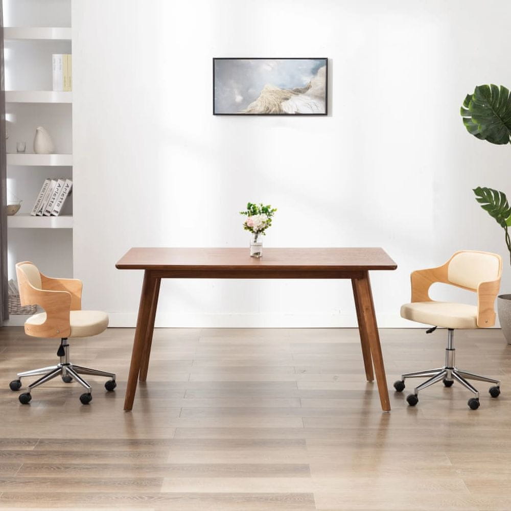 Petromila vidaXL Otočná kancelárska stolička krémová ohýbané drevo a umelá koža