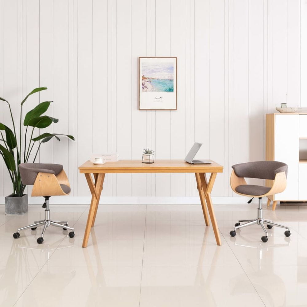 Petromila vidaXL Otočná kancelárska stolička, sivohnedá, ohýbané drevo a látka