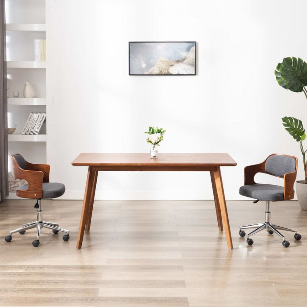 Petromila vidaXL Otočná kancelárska stolička sivá ohýbané drevo a látka